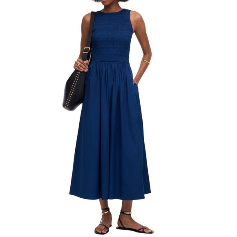 Madewell Navy Blue Sleeveless Midi Dress